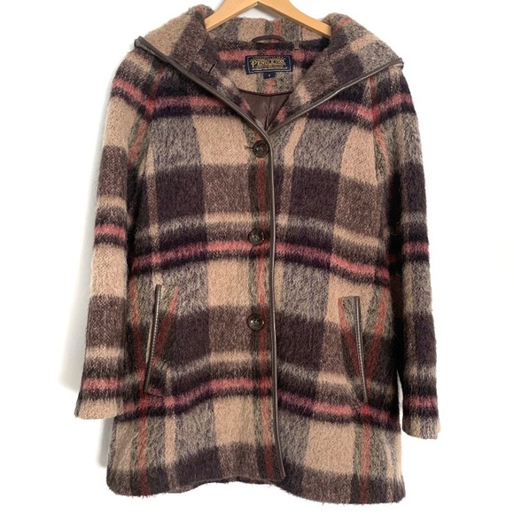 Pendleton Jackets & Blazers - Pendleton Wool Alpaca Plaid Button Up Hooded Coat